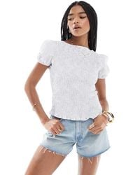 ASOS - Shirred Puff Sleeve Blouse - Lyst