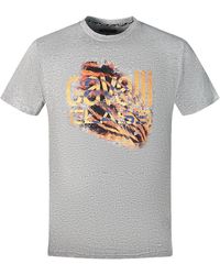 Roberto Cavalli - Slashed Tiger Print Bold Logo T-Shirt Cotton - Lyst
