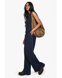 Boohoo - High Waist Pleated Wide Leg Jeans - Lyst
