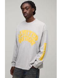 BoohooMAN - Stone Oversized Limited Edition Print Washed Long Sleeve T-Shirt - Lyst