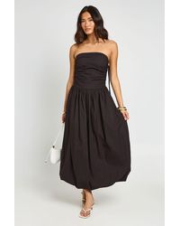Boohoo - Cotton Poplin Ruched Puff Ball Midi Dess - Lyst