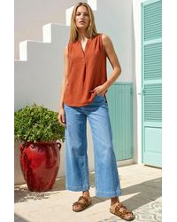 Roman - V-Neck Front Pleat Vest Top - Lyst