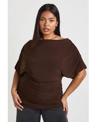 Boohoo - Plus Draped Bardot Top - Lyst