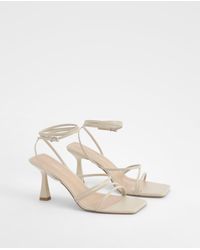 Boohoo - Wide Fit Strappy Mid Height Heels - Lyst