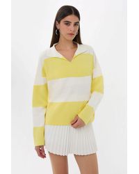 Hiccup - Striped Polo Collar Knit Sweater - Lyst