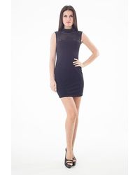 Conquista - Sheer Detail Stretch Mini Dress - Lyst