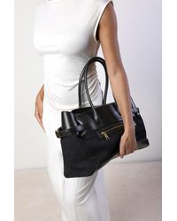 Where's That From - Wheres Lyanna Buckled Tote Bag With Side Zip - Lyst