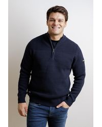 Firetrap - Dark Cotton Rich Half Zip Funnel Neck Jumper - Lyst