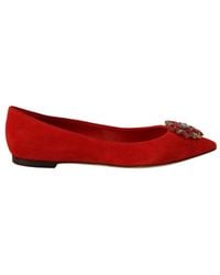 Dolce & Gabbana - Suede Crystals Loafers Flats Shoes Leather - Lyst