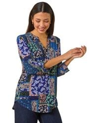 Roman - Paisley Contrast Print Stretch Top - Lyst