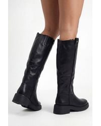 Boohoo - Tab Detail Chunky Knee High Boots - Lyst