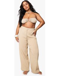 Boohoo - Plus Crinkle Cotton Beach Trousers - Lyst