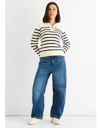 Gini London - Recycle Stripe V Neck Collar Knit Jumper - Lyst