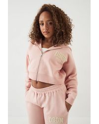 DSGN Studio - Towelling Applique Boxy Crop Zip Through Hoodie - Lyst
