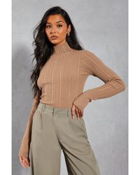 MissPap - Knitted Ribbed Grown On Neck Top - Lyst