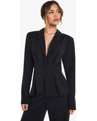 Boohoo - Cinched Wrap Over Blazer - Lyst