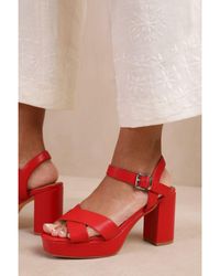 Where's That From - Wheres 'Marcia' Wide Fit Statement Platform Strappy Block High Heels - Lyst