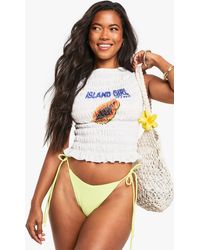 Boohoo - Ruched Bum Tie Side Bikini Bottom - Lyst