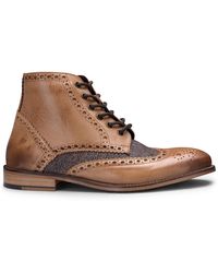 London Brogues - Classic Oxford Leather Gatsby Brogue Ankle Boots With Tweed - Lyst