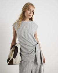 River Island - Top Short Sleeve Pinstripe Tie Detail - Lyst