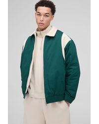 BoohooMAN - Oversized Contrast Cord Twill Collared Bomber Jacket - Lyst