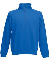 Fruit Of The Loom - Premium 70/30 Zip Neck Sweatshirt (Royal) - Lyst
