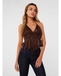 Pink Vanilla - Sequin Halter Neck Top - Lyst