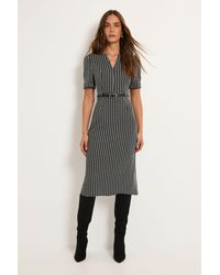 Wallis - Check Ponte Belted Midi Dress - Lyst