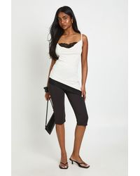 Boohoo - Cupro Lace Trim Asymetric Long Line Top - Lyst
