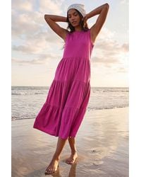 Roman - Tiered Midi Smock Dress - Lyst