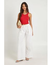 Boohoo - Linen Look Barrel Leg Trouser - Lyst