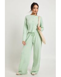 Boohoo - Stripe Minimal Waistband Wide Leg Trousers - Lyst