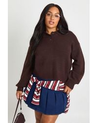 Boohoo - Plus Button Detail Jumper - Lyst