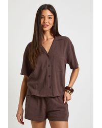 Boohoo - Premium Linen Short Sleeve Shirt - Lyst