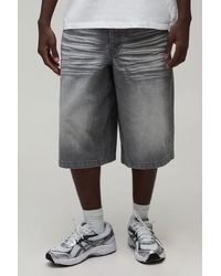 BoohooMAN - Longline Rigid Washed Denim Jorts - Lyst