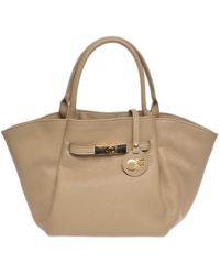Carla Ferreri - Beige Rundleer Tas - Lyst