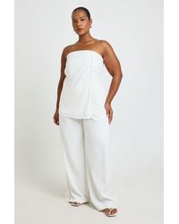 Boohoo - Plus Concealed Waistband Wide Leg Tailored Trousers - Lyst