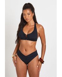 Boohoo - Plunge Halterneck Bikini Top And High Leg Bottoms - Lyst
