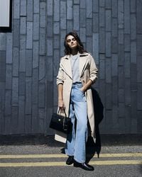 River Island - Trench Coat Double Collar Belted Cotton - Lyst