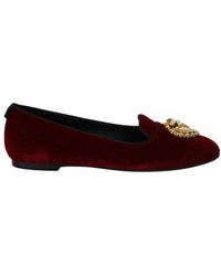 Dolce & Gabbana - Bordeaux Velvet Slip-On Loafers Flats Shoes - Lyst