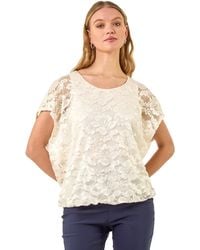 Roman - Floral Lace Overlay Stretch Top - Lyst