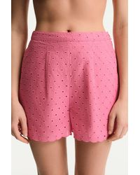 Penti - Embroidered Cotton Wide-Leg Shorts - Lyst