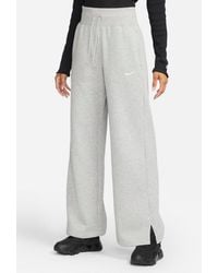 Nike - Dames Phoenix Fleece Joggers Met Wijde Pijpen In Grijs - Lyst