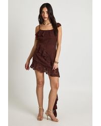 Boohoo - Floral Burnout Ruffle Detail Slip Dress - Lyst