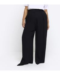 River Island - Trousers Pleated Wide Leg - Lyst
