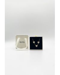 SVNX - Moonstone Heart Necklace & Earrings Set - Lyst