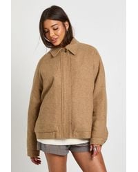 Boohoo - Wool Blend Zip Front Jacket - Lyst