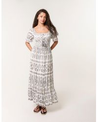 Blue Vanilla - Milkmaid Shirred Square Neck Midi Dress - Lyst