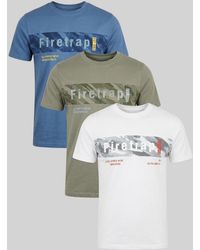 Firetrap - Multi 3 Pack Regular Fit Cotton Graphic Crew Neck T-Shirts - Lyst