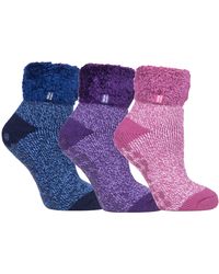 Heat Holders - Fluffy Slipper Bed Socks With Grips - Lyst